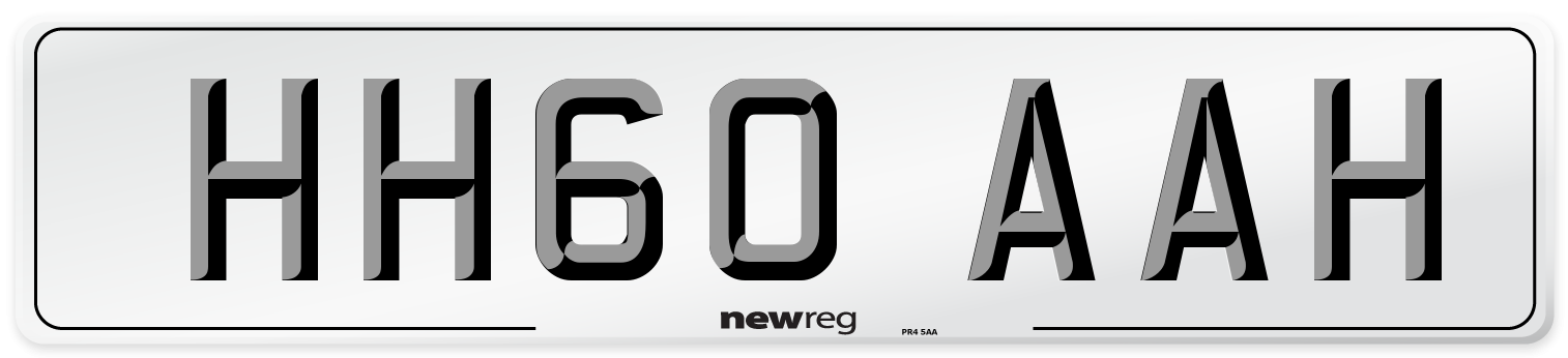 HH60 AAH Number Plate from New Reg